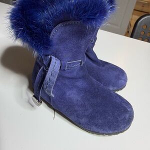 italian baby girl Boots suede sz 6 toddler- for 18-24 months 22 euro) new no box